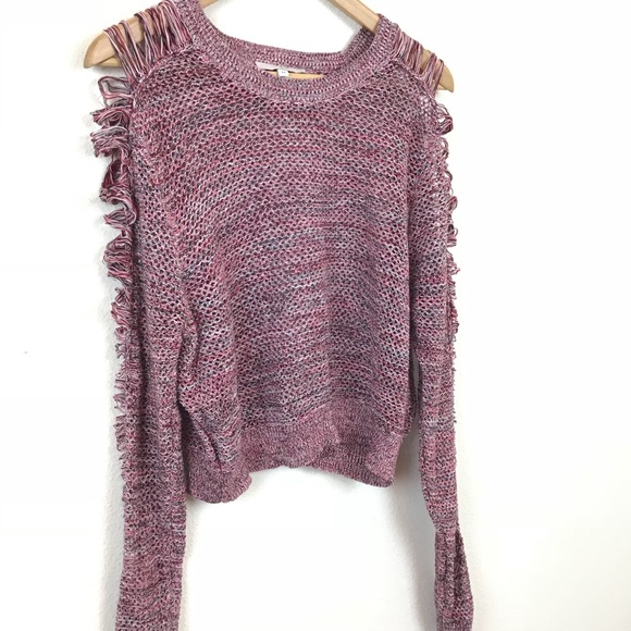 IRO Sweater Crop Pullover Distressed Knit Red M - Picture 4 of 8